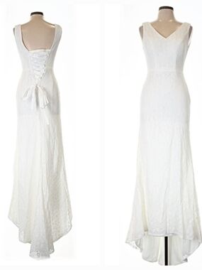 White Floral Lace Corset Back Wedding Dress